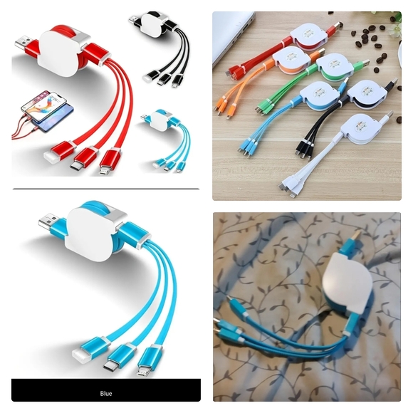5/25 3-in-1 USB retractable Charger Lightning fast Micro USB Type C charger 3 ft - Picture 3 of 6